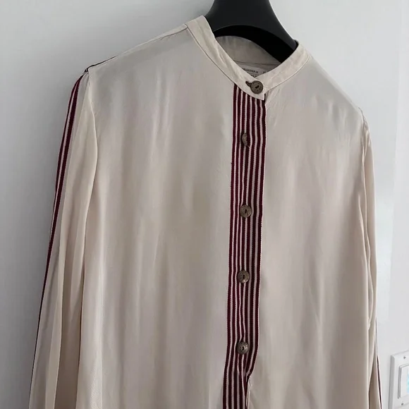 DONATED ❌ZARA White Mandarin Collar Long Sleeve Shirt Size M - Picture 4 of 7